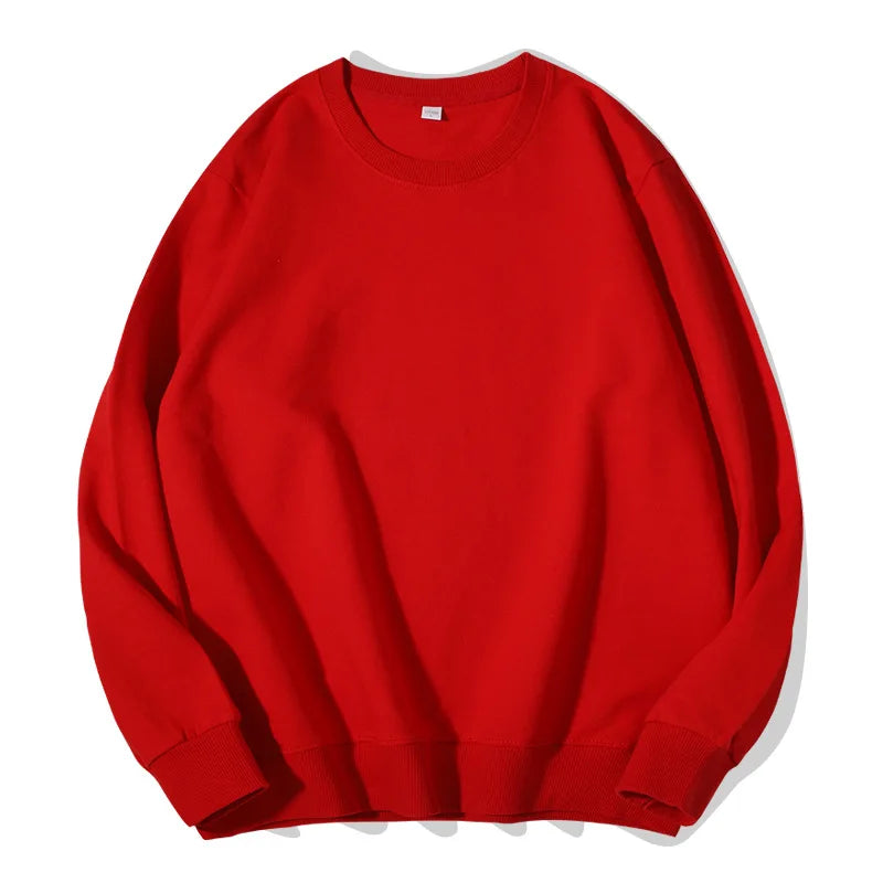 Unisex basic sweatshirt met ronde hals, lange mouwen, effen, geribde boorden, casual trui