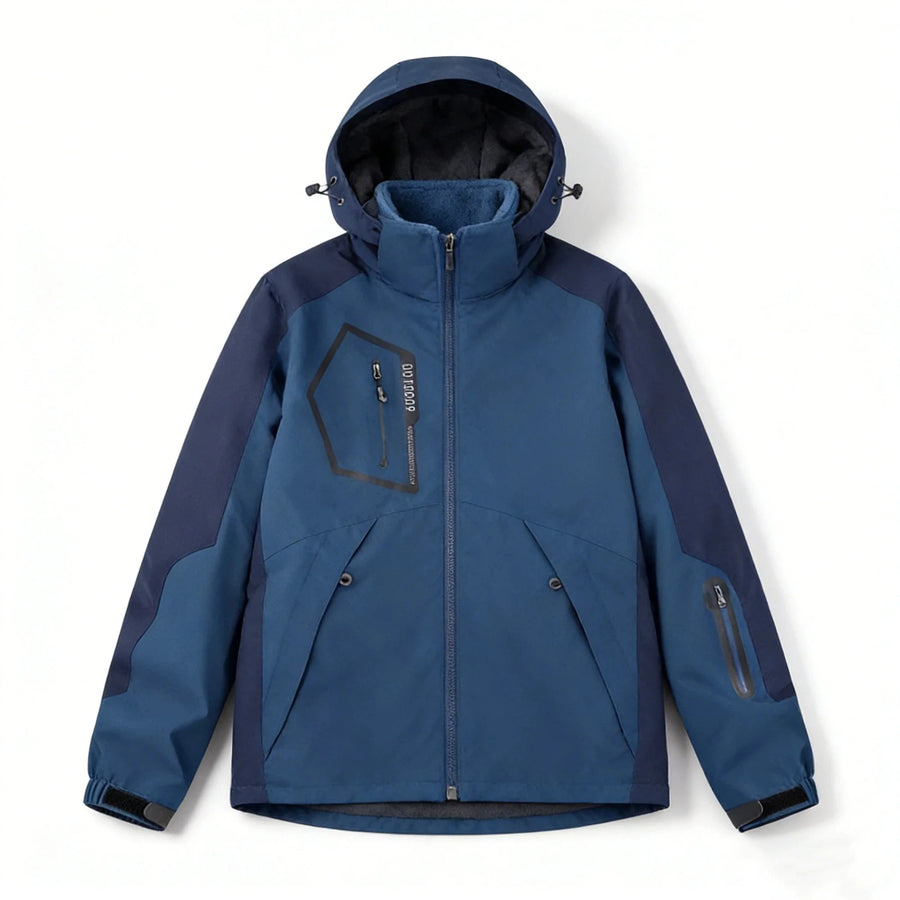 Unisex Outdoor Jacke 3-in-1, Wasserdicht mit Kapuze, Mehrere Taschen, Funktionsjacke
