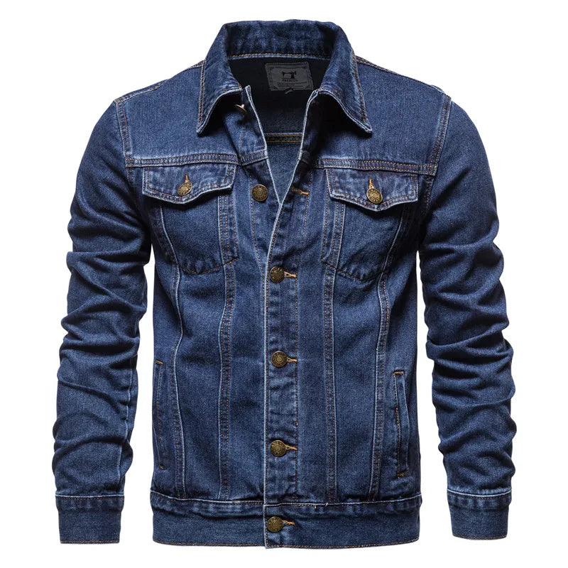 Jeansjacke Herren im Denim-Look mit Knopfverschluss und Brusttaschen