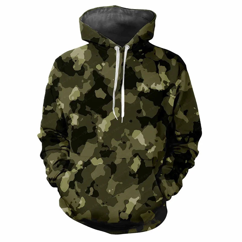Hoodie met capuchon, camouflagepatroon, kangoeroezak, unisex