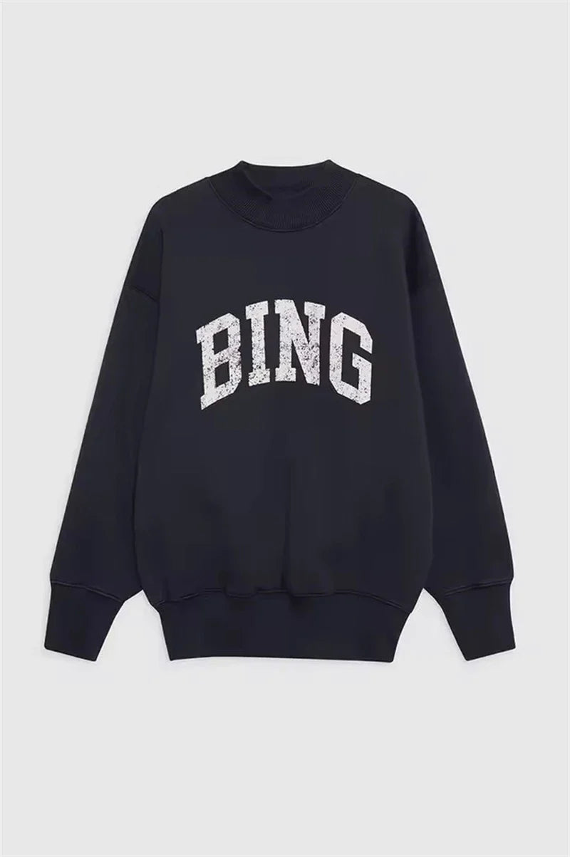 Grijs oversized damessweatshirt met ronde hals en logo-applicatie