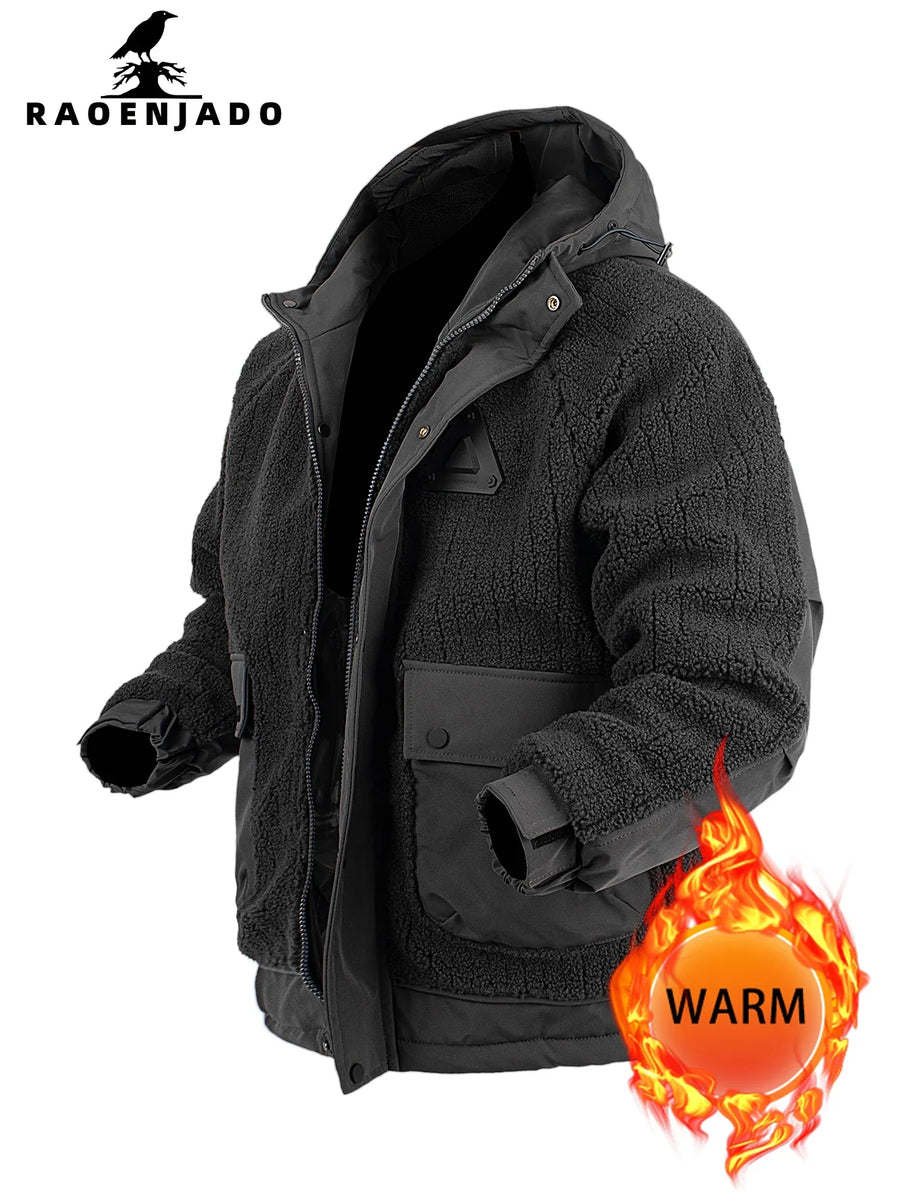 Unisex Kapuzenjacke Teddyfleece Warm Taschendetails