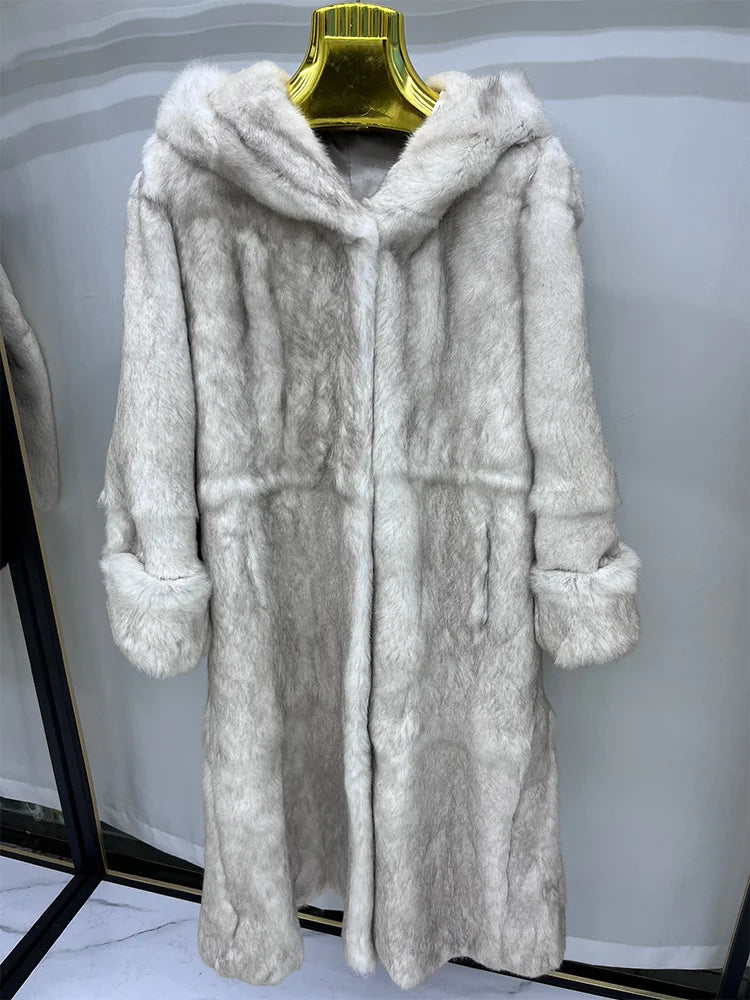 Damen Kapuzen Mantel Lange Kunstpelz Jacke Winter