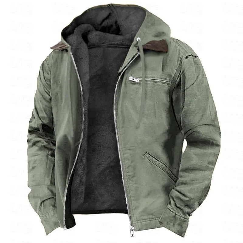 Herren Winterjacke mit Kapuze, Reißverschluss und Plüschfutter, viele Farben