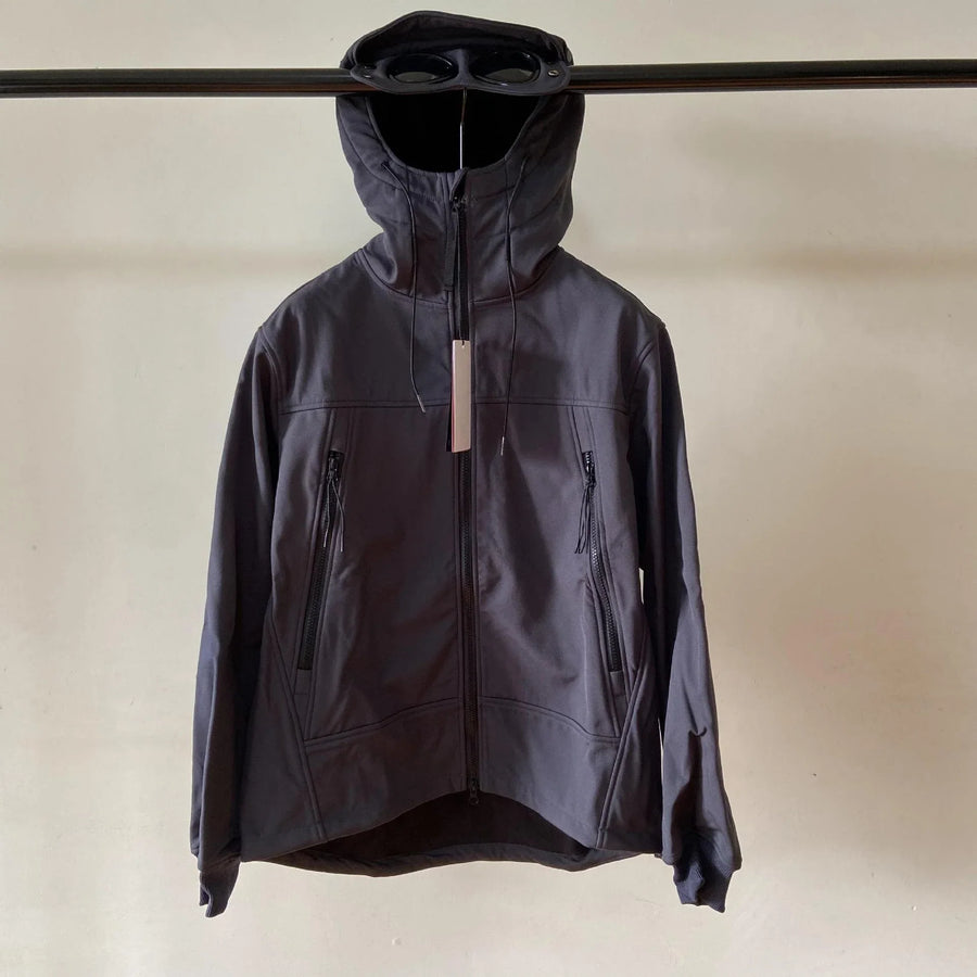 Unisex Kapuzenjacke mit Goggle-Details, Reißverschlusstaschen und durchgehendem Reißverschluss