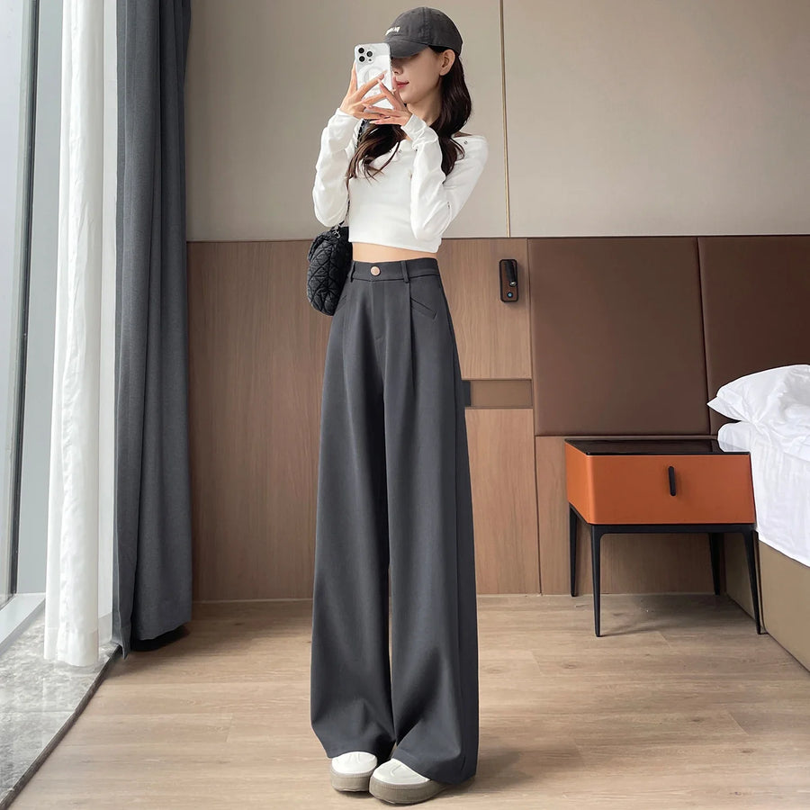 Damen Weite Hose High Waist Palazzo Business Hose