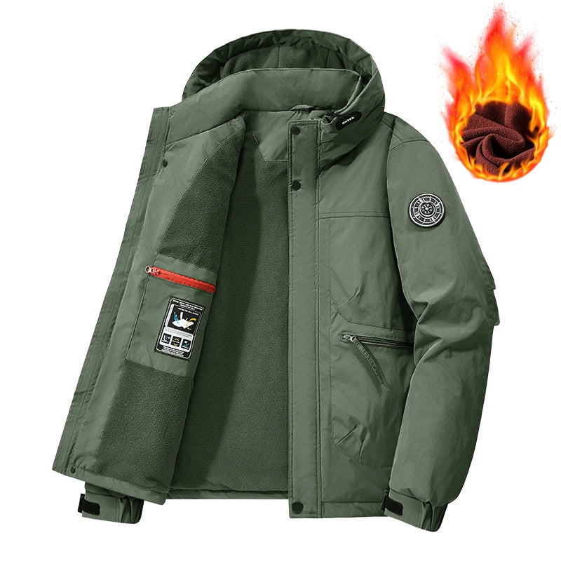 Herren Winterjacke mit Kapuze und Reißverschluss, gefüttert
