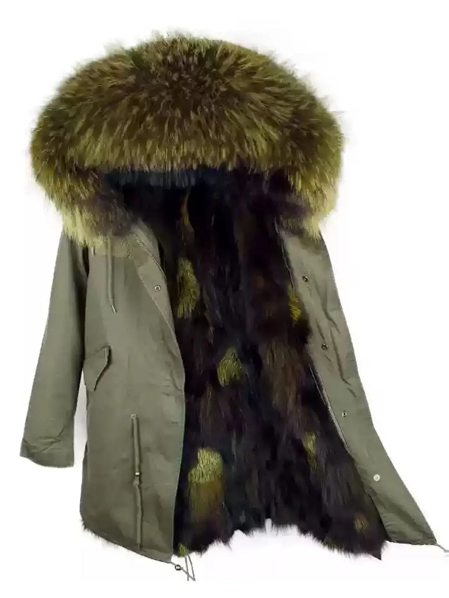 Damen Winterparka mit abnehmbarem Kunstpelzbesatz und Futter