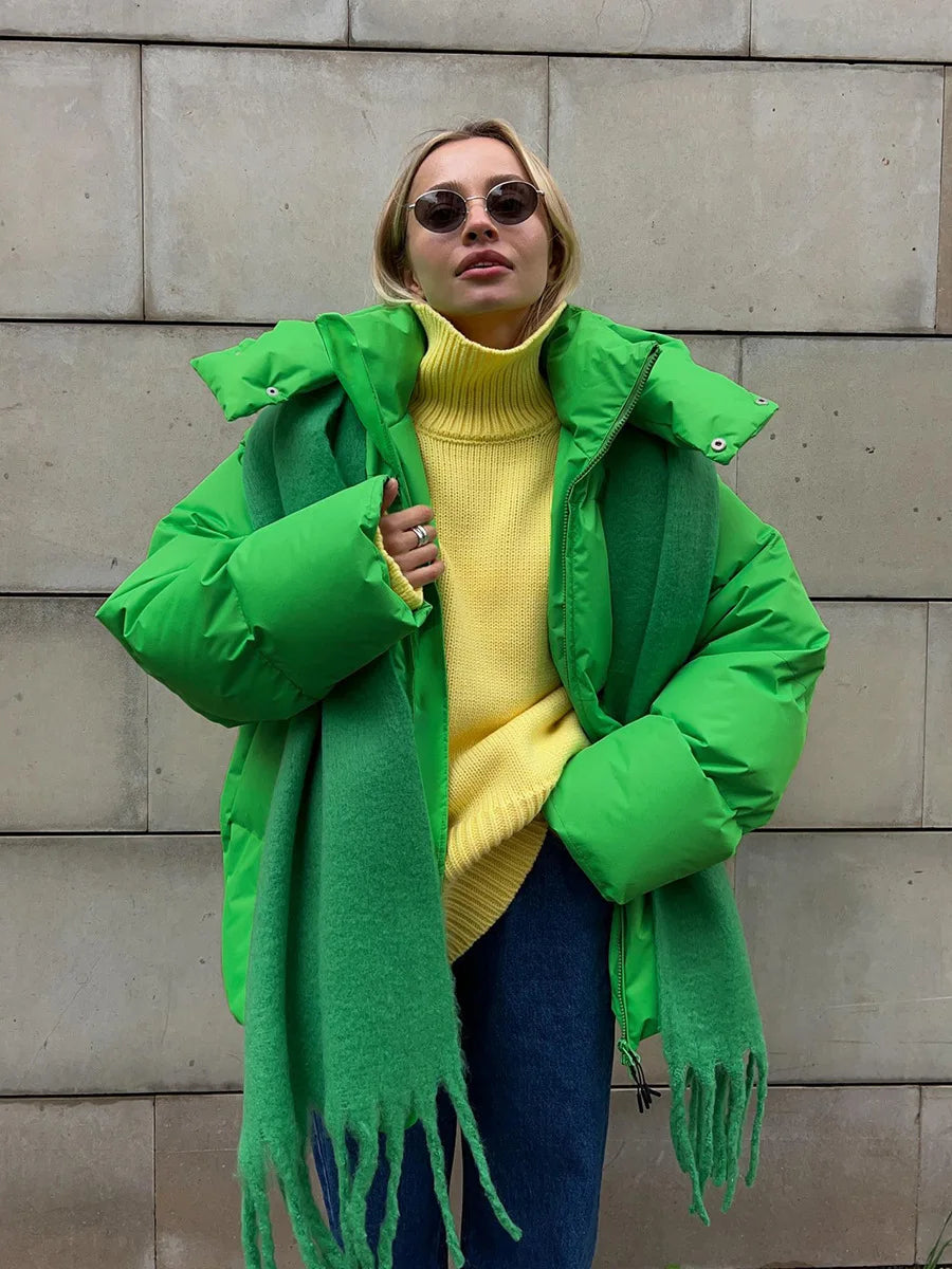 Damen Steppjacke mit Kapuze, kurz, gepolstert, Reißverschluss