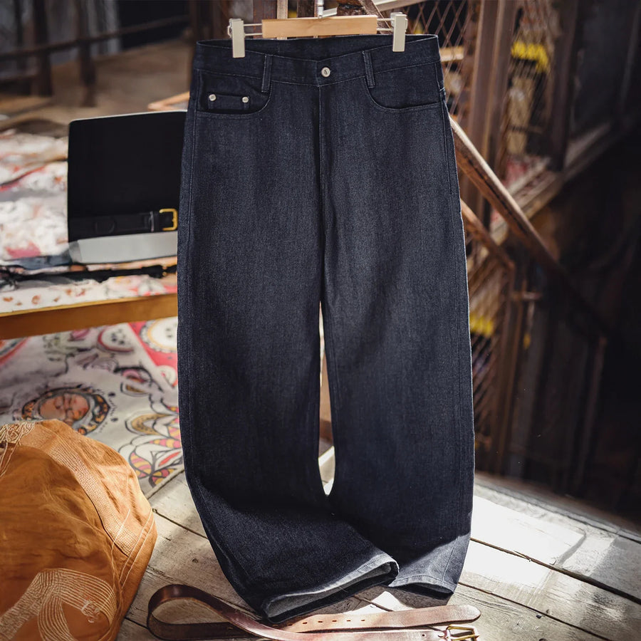 Weite Herren Jeanshose Dunkelblau Gerade Schnitt