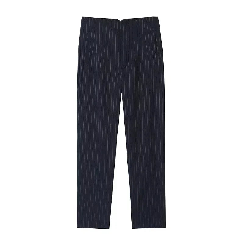 Damesbroek van stof met hoge taille in wortelmodel