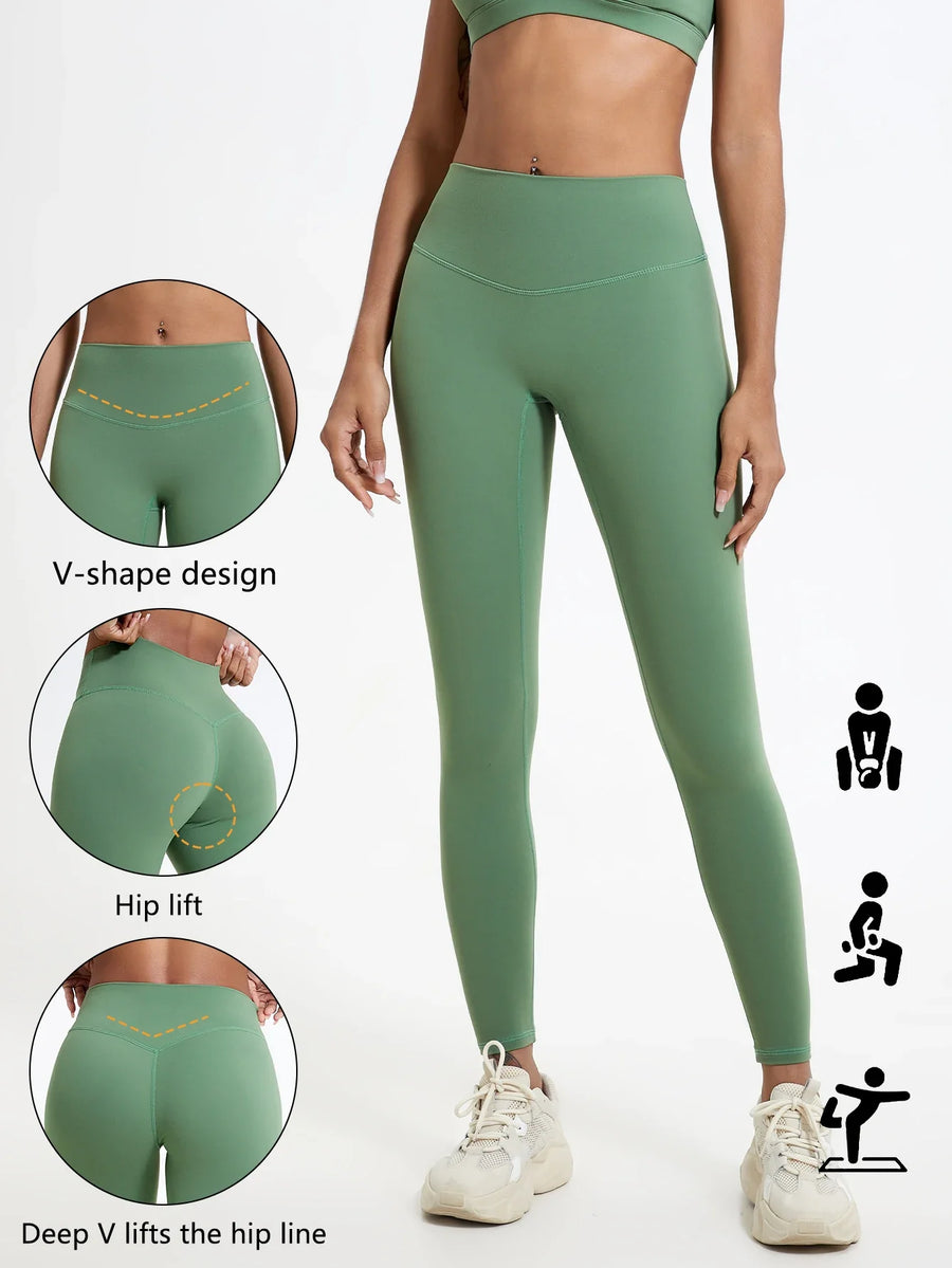 Sportlegging voor dames met hoge taille, V-design en liftend effect voor de billen