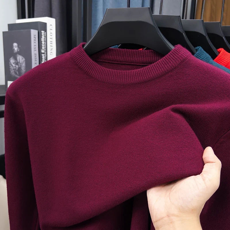 Unisex basic trui met ronde hals, lange mouwen en breisel