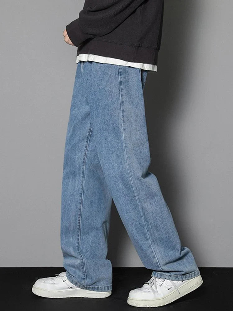 Herenjeans met ruime pasvorm en rechte pijpen denim broek