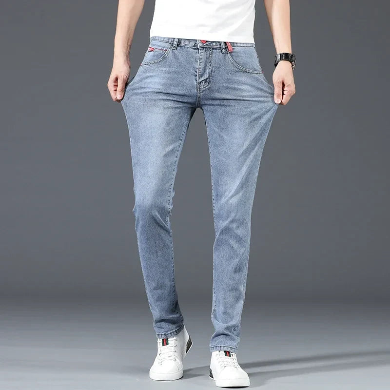 Herren Jeans Hose, Gerade geschnitten, Hellblau oder Grau, Denim-Look