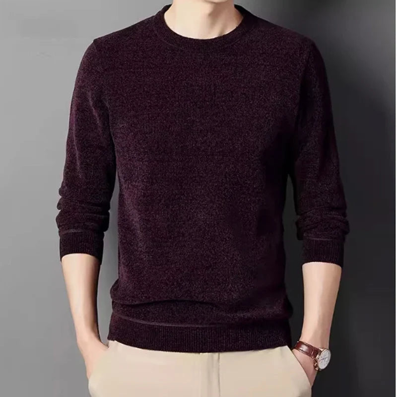 Herren Rundhals Pullover Langarm Fleece-Futter
