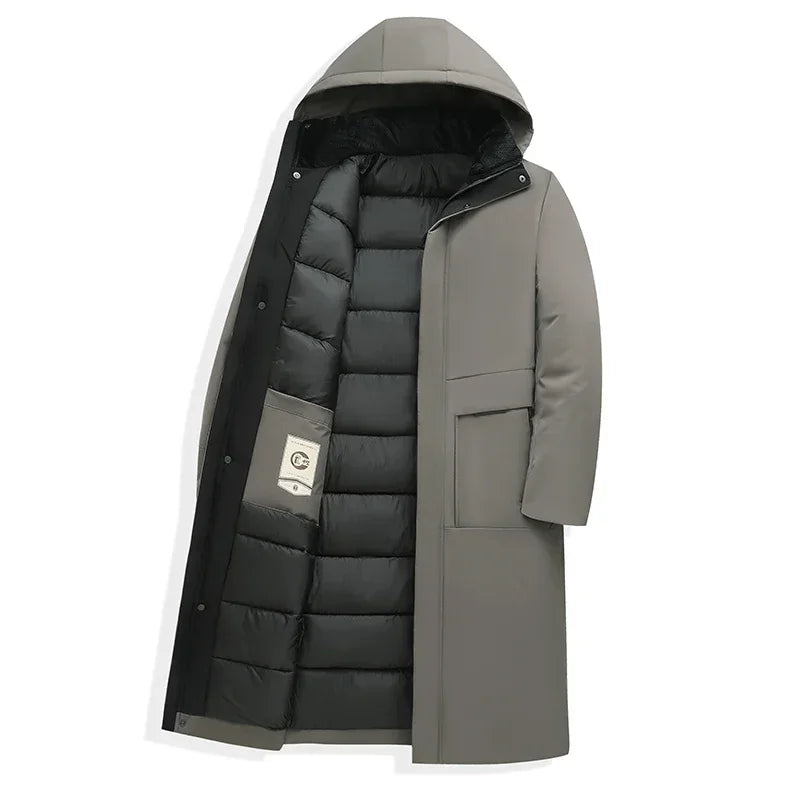 Langer warmer Winterparka mit Kapuze und gepolstertem Futter