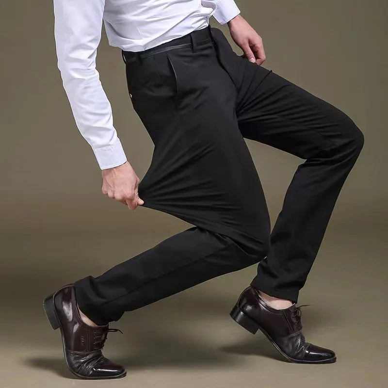 Herren Stretch Anzughose Schwarz Slim Fit Business-Hose