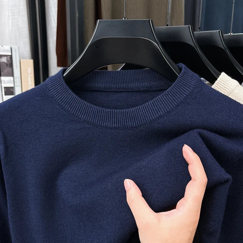 Unisex pullover met lange mouwen, ronde hals, fijngebreid, beige