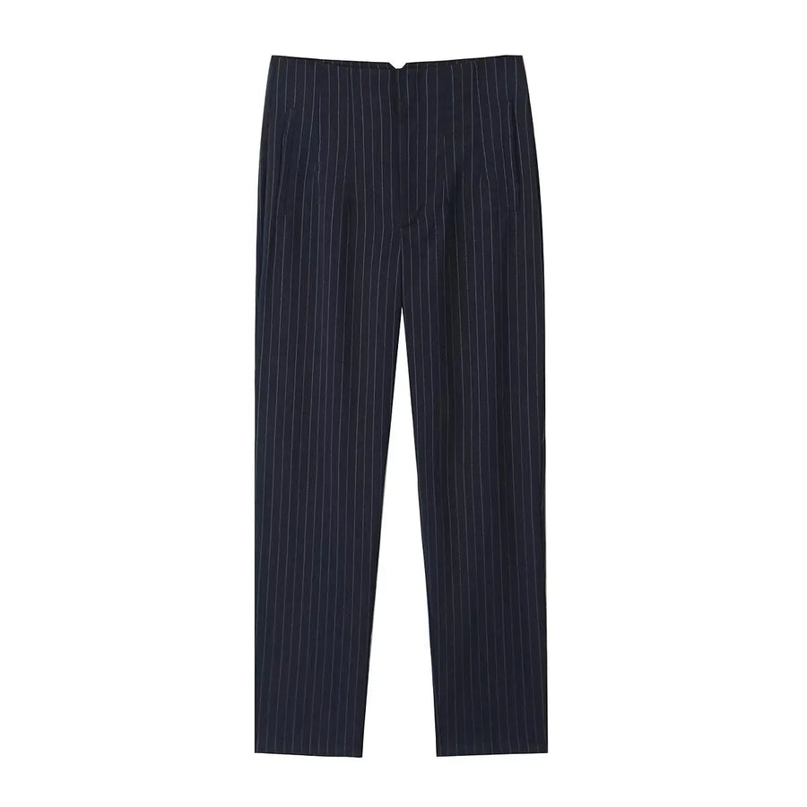 Damen High-Waist Stoffhose mit Falten-Detail und geradem Bein, Business & Freizeit