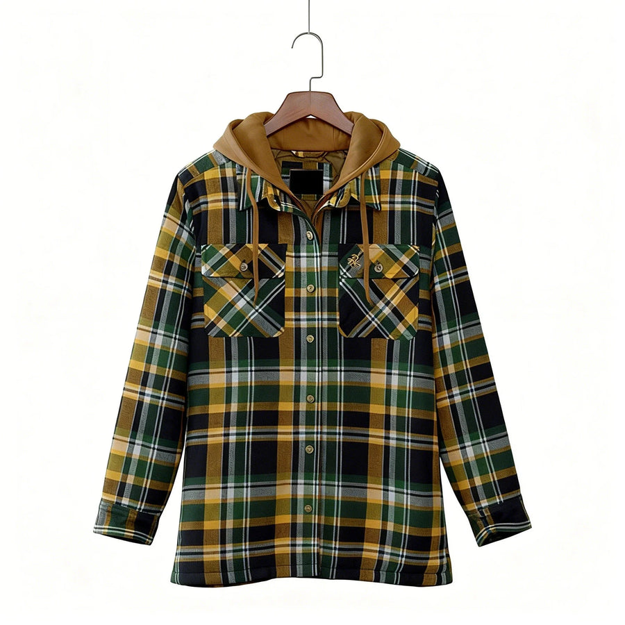 Karierte Jacke mit Kapuze & Steppfutter Herren