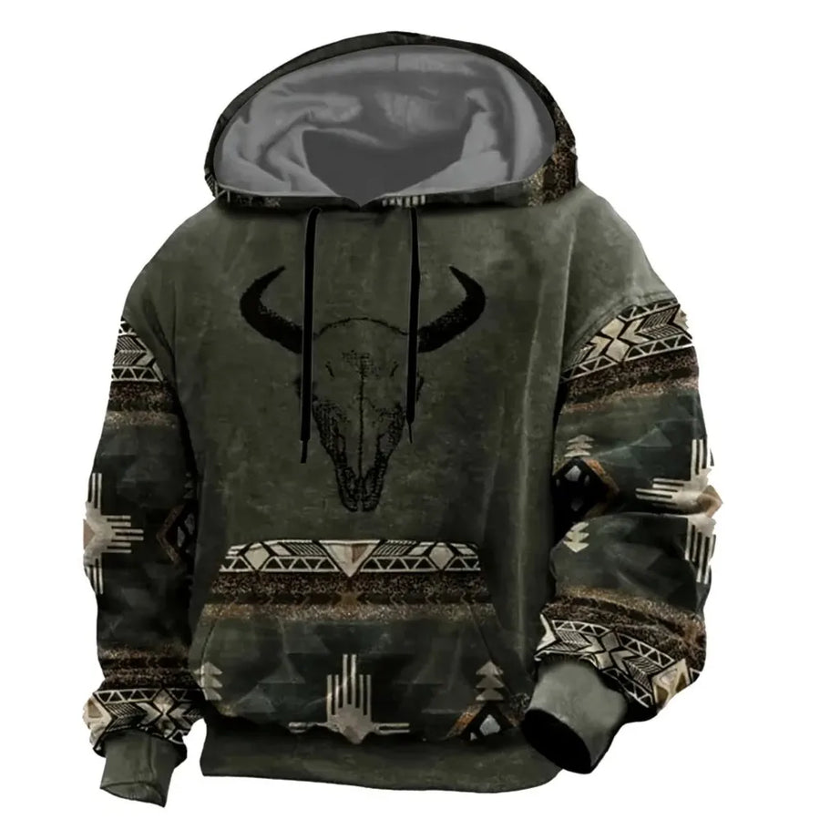 Hoodie mit Motivdruck, Kängurutasche, Kapuze und Kordelzug