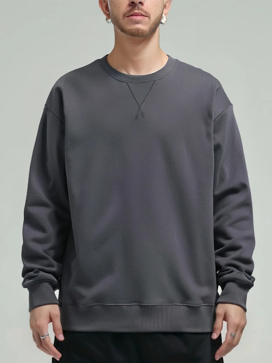 Unisex sweatshirt met ronde hals, lange mouwen, katoenmix, gemêleerd grijs