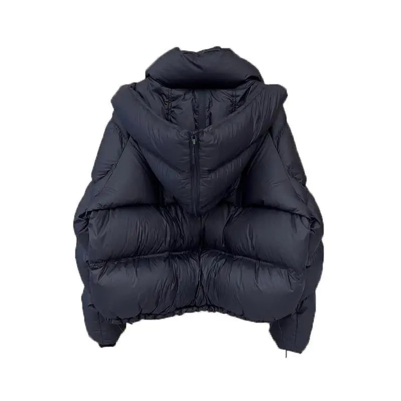 Kurze Steppjacke mit Kapuze für Damen, Schwarz