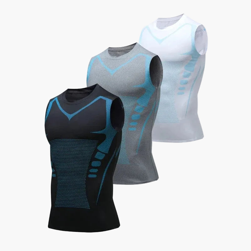 Herren Kompressions-Tanktop für Sport und Körperformung – Figurformende Funktionswäsche mit Ionic-Ice Technologie