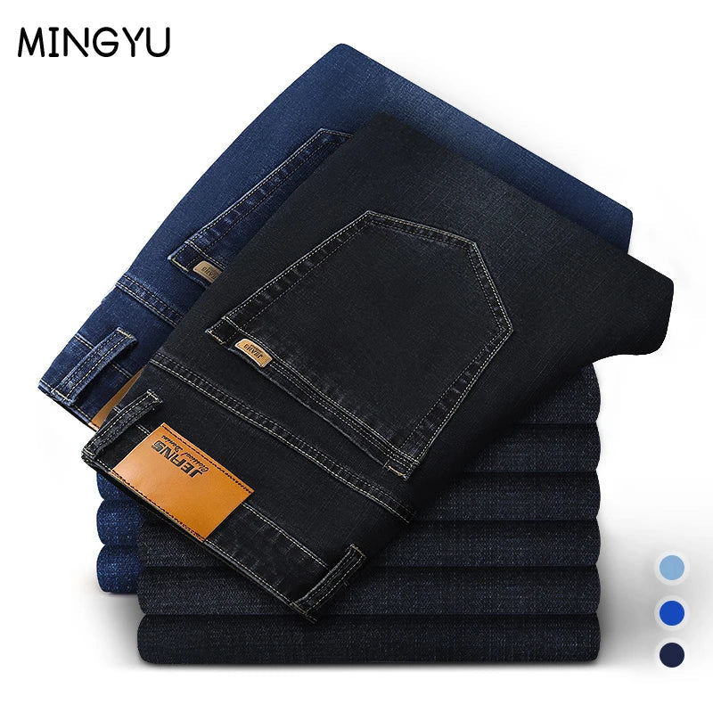 Herenjeans met klassieke pasvorm blauw zwart