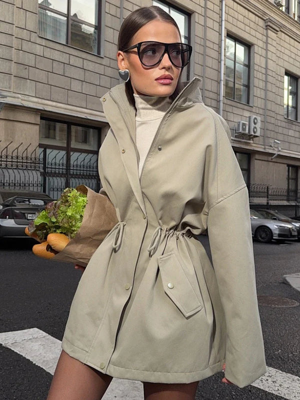 Damen Jacke mit Stehkragen & Tunnelzug Taille