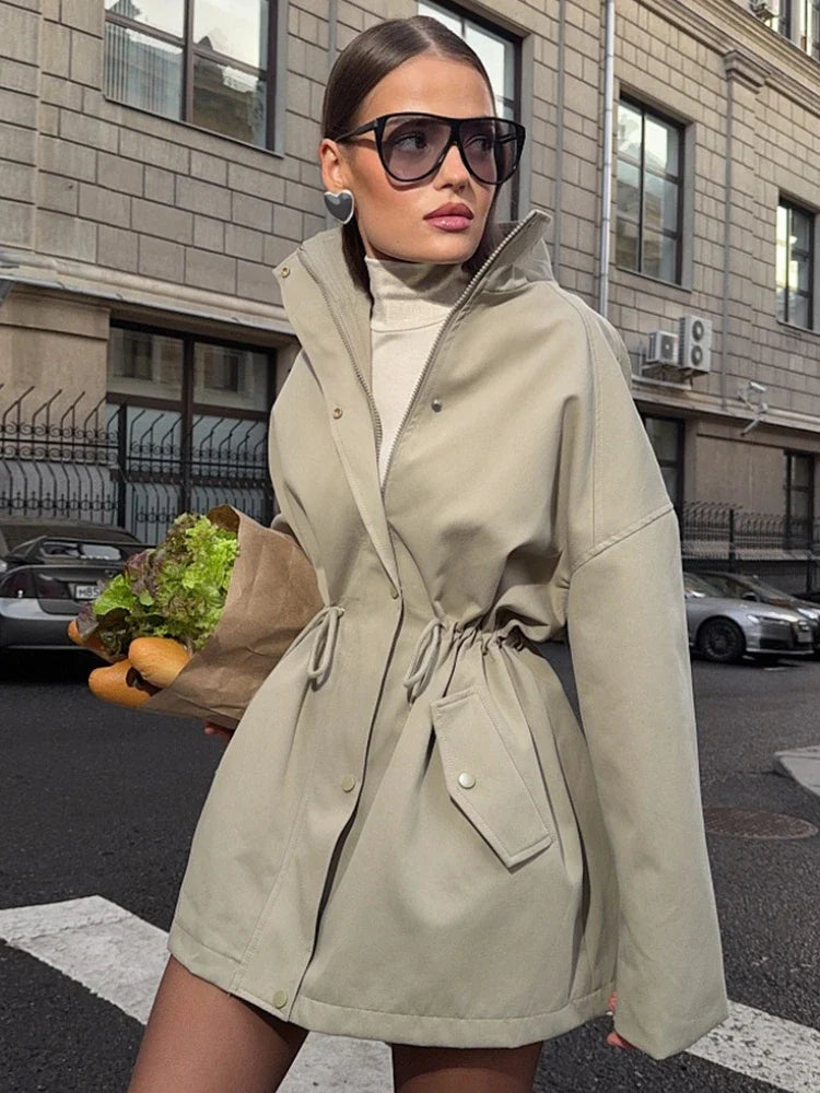 Damen Jacke mit Stehkragen & Tunnelzug Taille