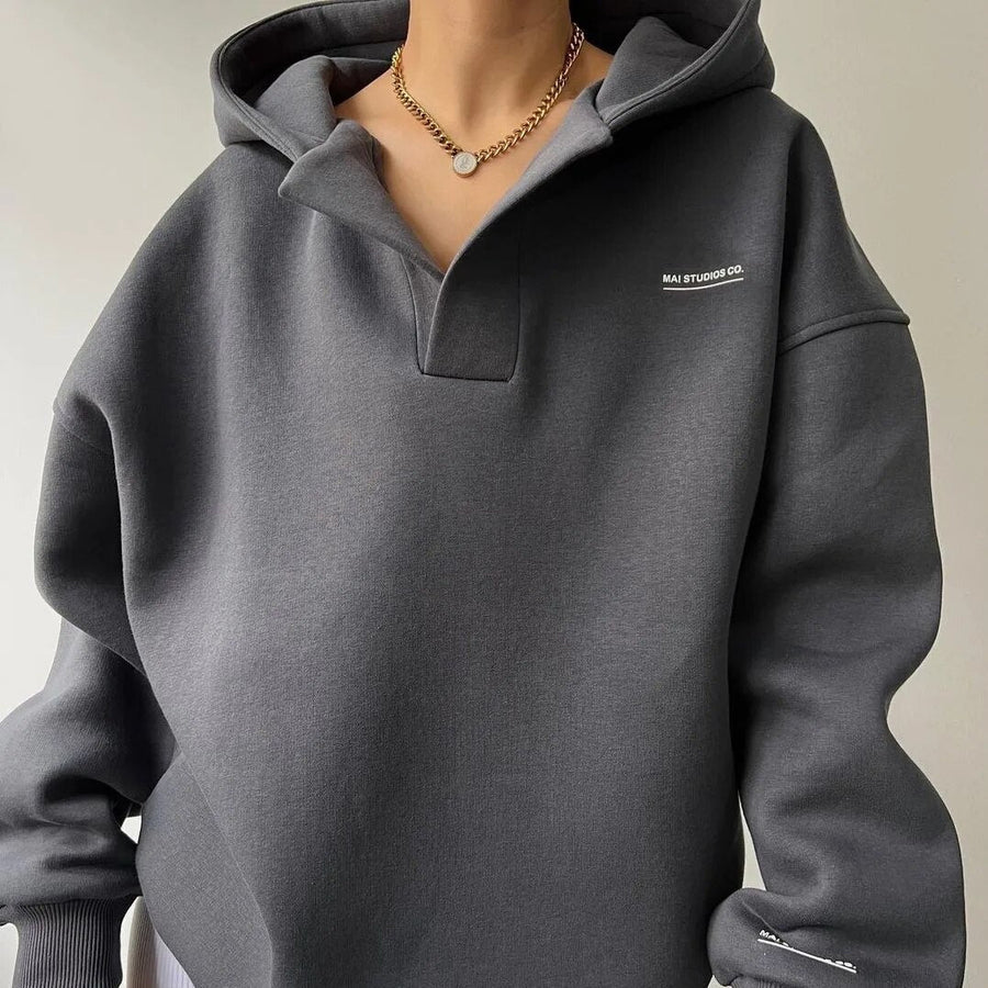 Unisex Oversize Hoodie mit Kragen und Kapuze