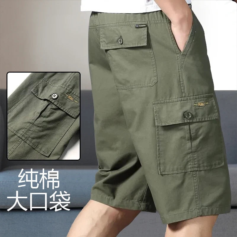 Herren Caprihose Cargo Shorts Freizeithose mit Taschen