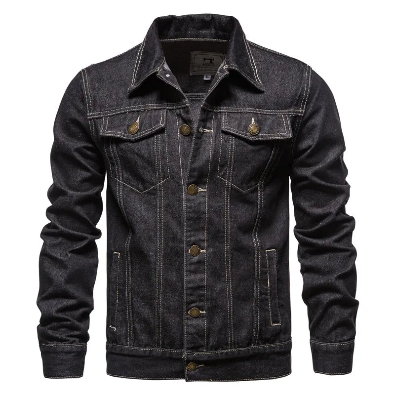 Jeansjacke Herren im Denim-Look mit Knopfverschluss und Brusttaschen