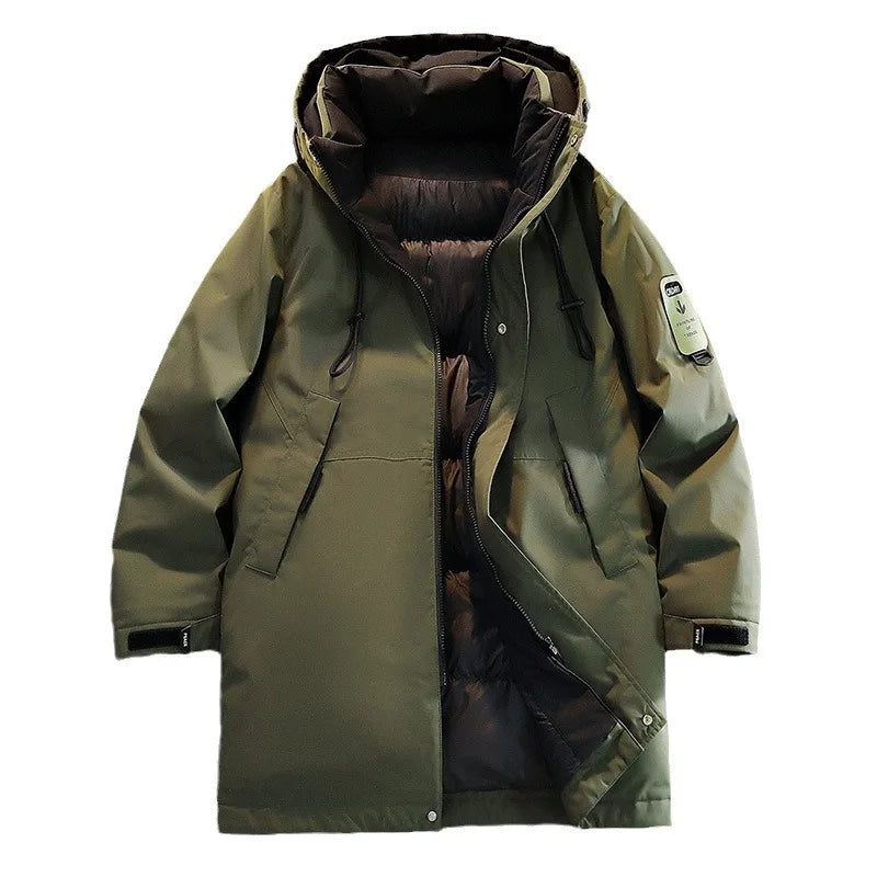 Herren Winterparka mit Kapuze - Lang, Gepolstert, Schwarz