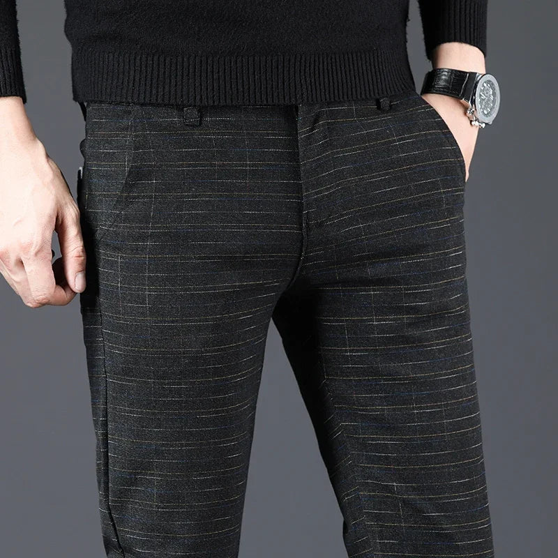 Geruite en gestreepte herenbroek, slim fit, elegant