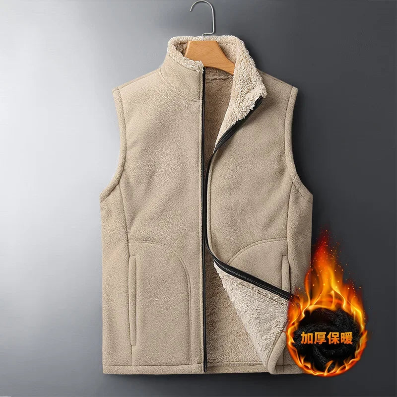 Uniseks fleecebodywarmer met teddyvoering, opstaande kraag en ritssluiting