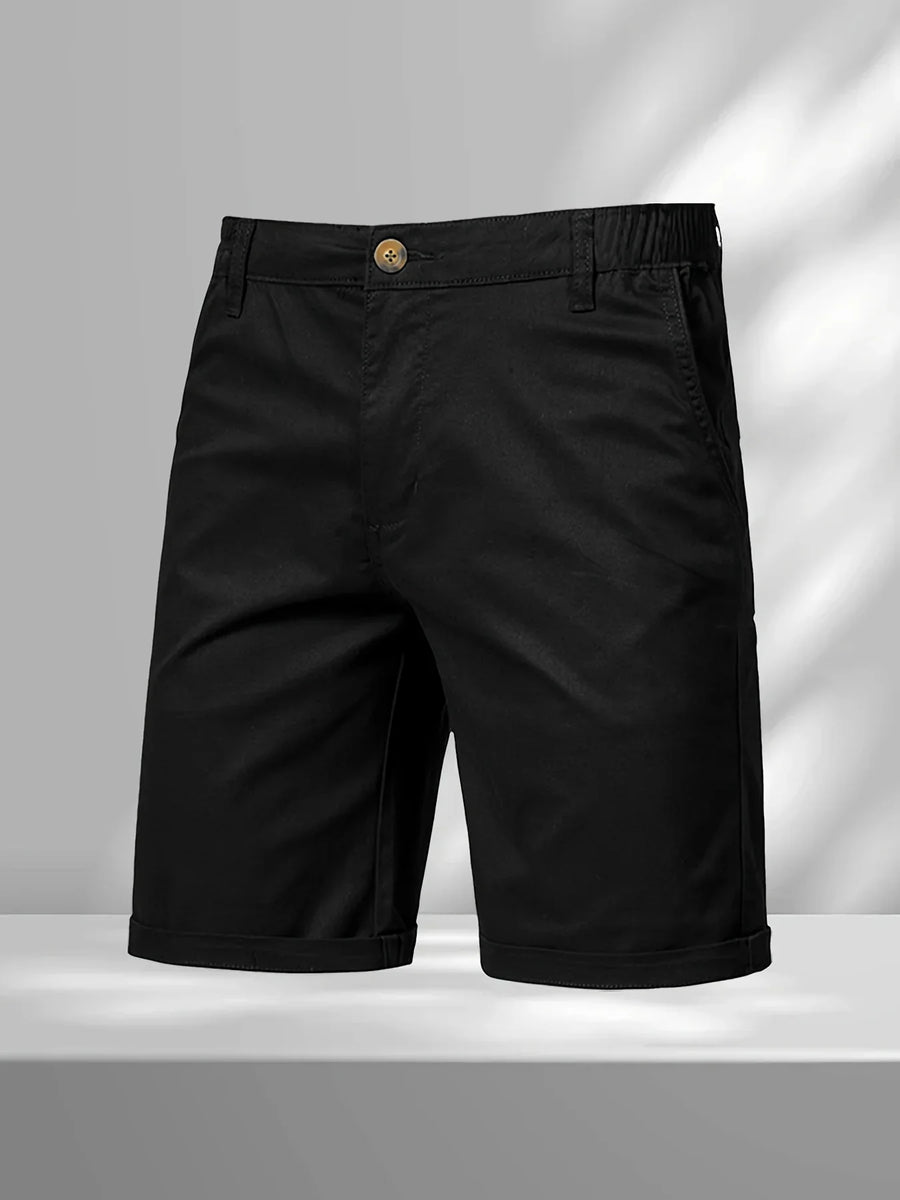 Chinoshorts voor heren met elastische tailleband en knoopsluiting