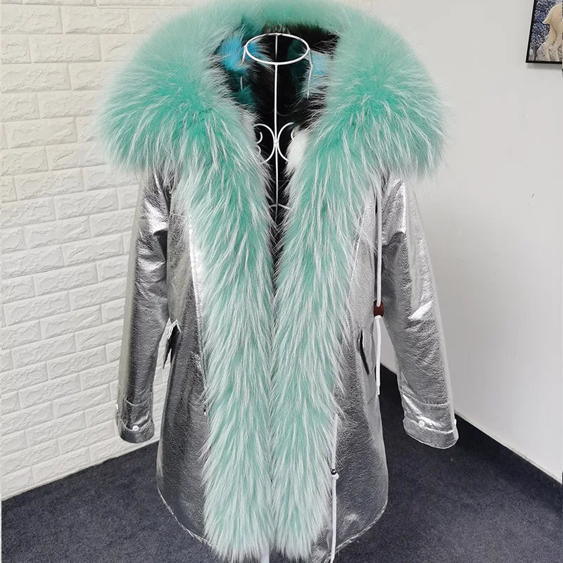 Damen Winterparka mit abnehmbarem Kunstpelzbesatz und Futter