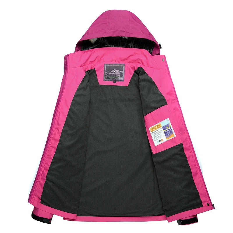 Damen Outdoorjacke mit Kapuze Winddicht Wasserabweisend 3-in-1 System