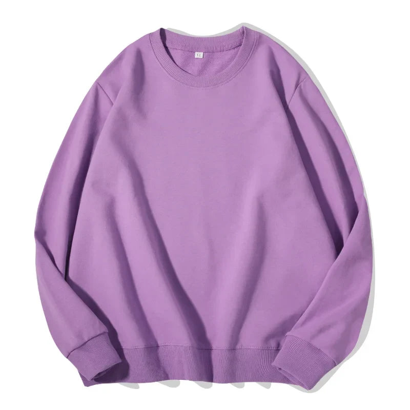 Unisex basic sweatshirt met ronde hals, lange mouwen, effen, geribde boorden, casual trui