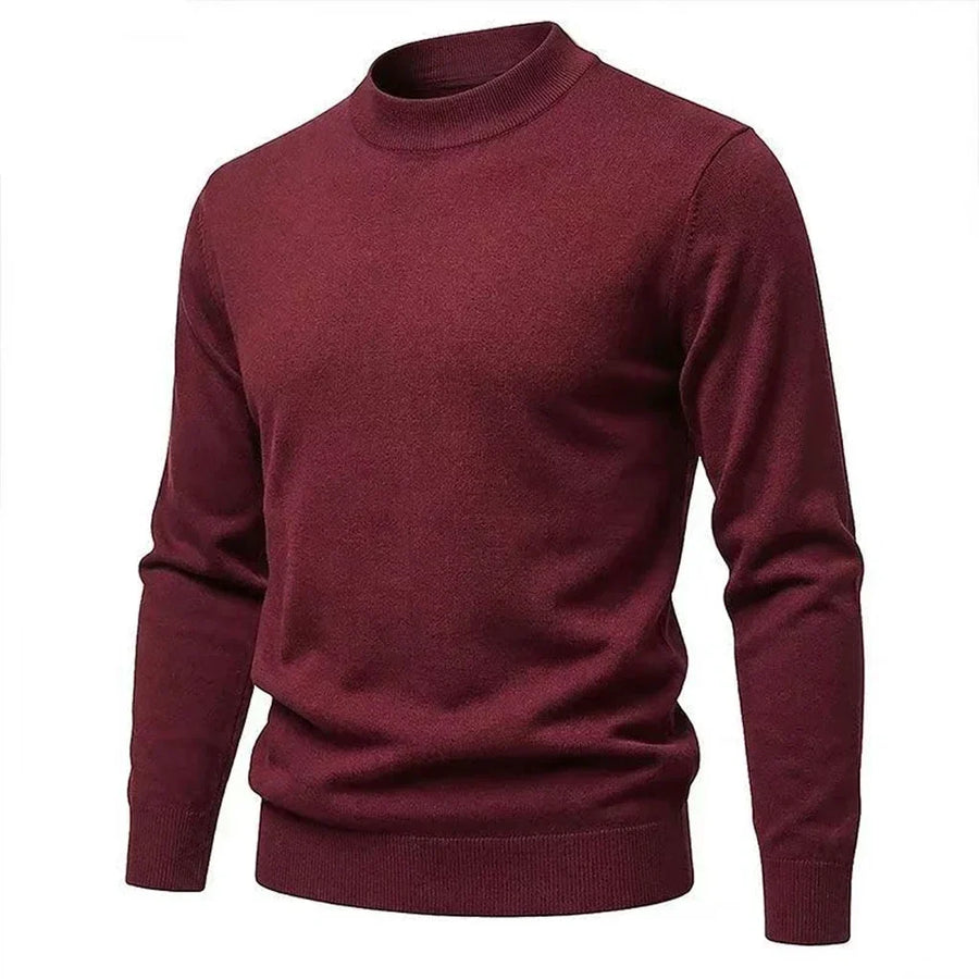 Heren trui met mock neck, geribde col en casual gebreid ontwerp