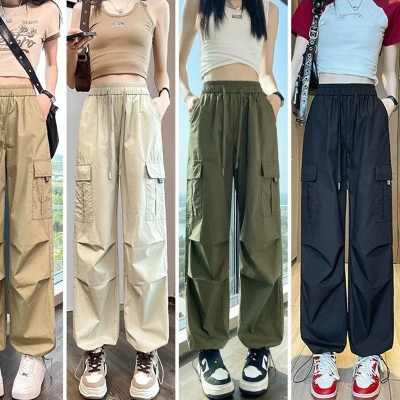 Damen Cargo Hose locker geschnitten mit Taschen Gummizug