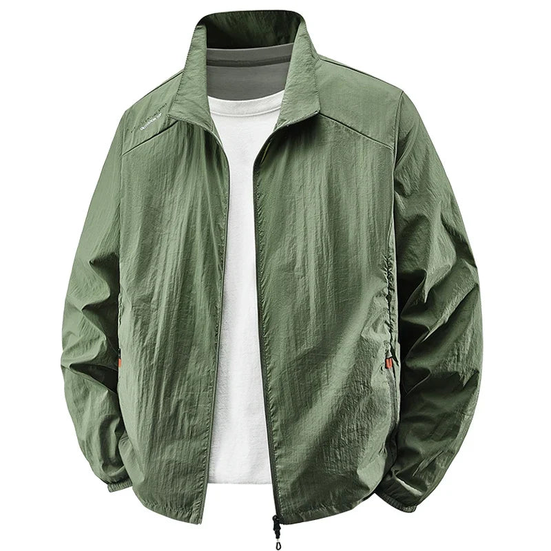 Leichte Herren Windjacke Stehkragen Reißverschluss Jacke Freizeit Outdoor