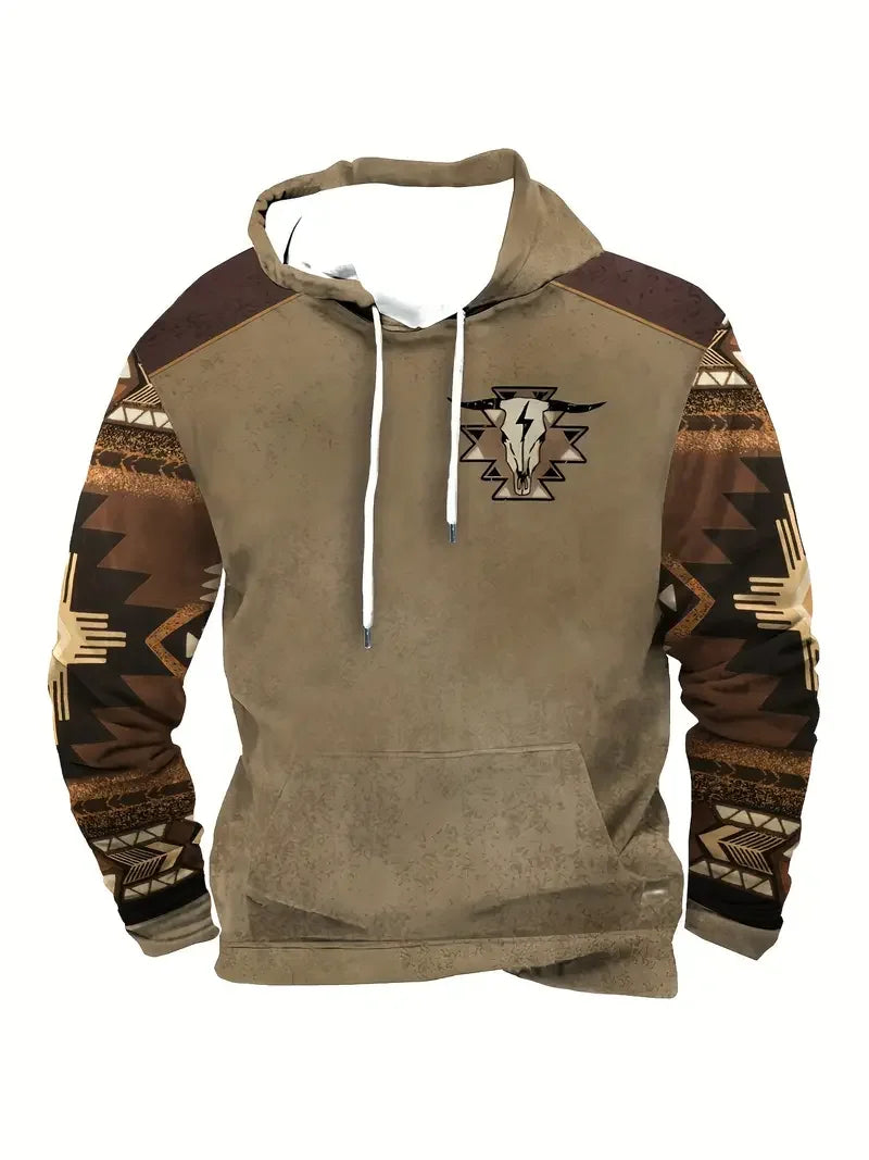 Hoodie mit Motivdruck, Kängurutasche, Kapuze und Kordelzug