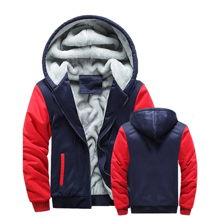Herren Hoodie Jacke mit Reißverschluss und Plüschfutter, verschiedene Farben