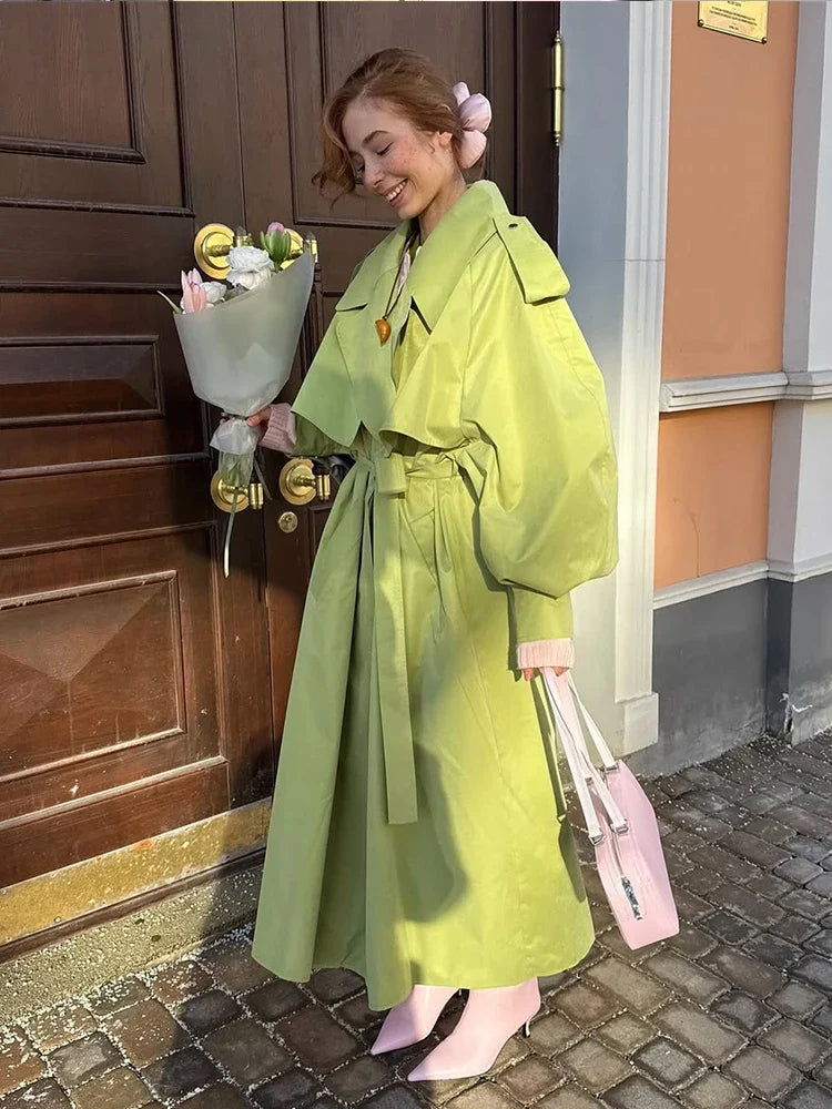Trenchcoat Damen Oversize Lässig Kurz oder Lang mit Bindegürtel und breitem Kragen