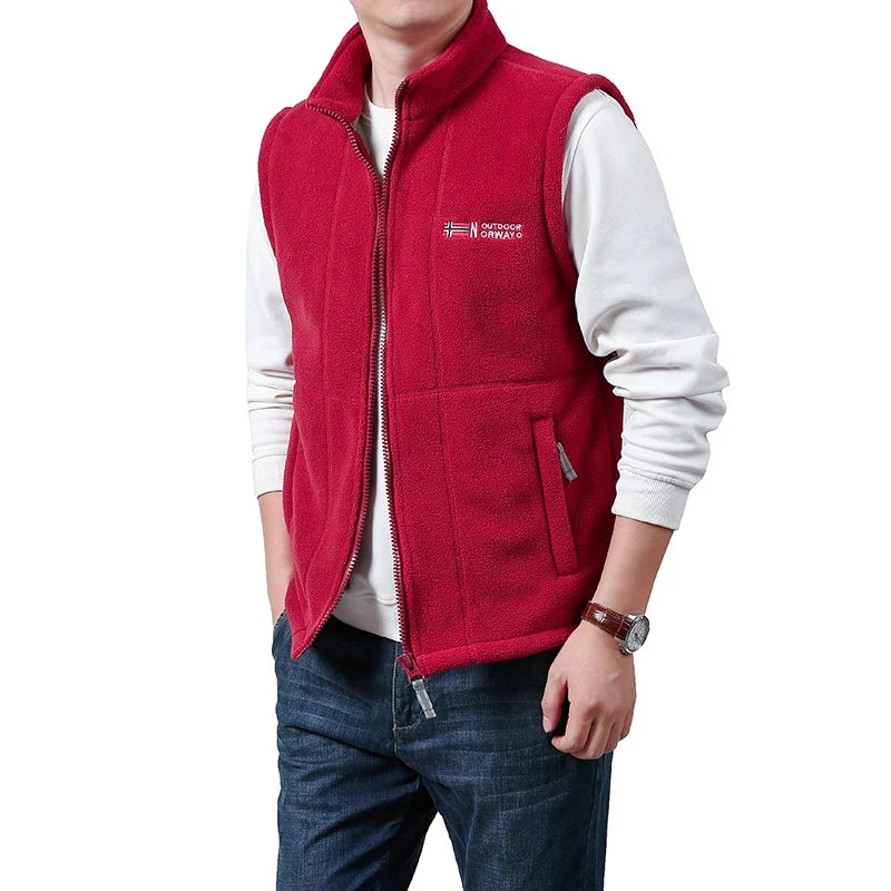 Fleece Weste mit Stehkragen und Reißverschlusstaschen