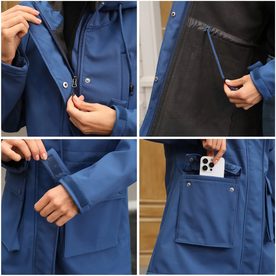 Damen Regenjacke mit Kapuze und Pattentaschen – Wasserabweisender Parka für Frauen